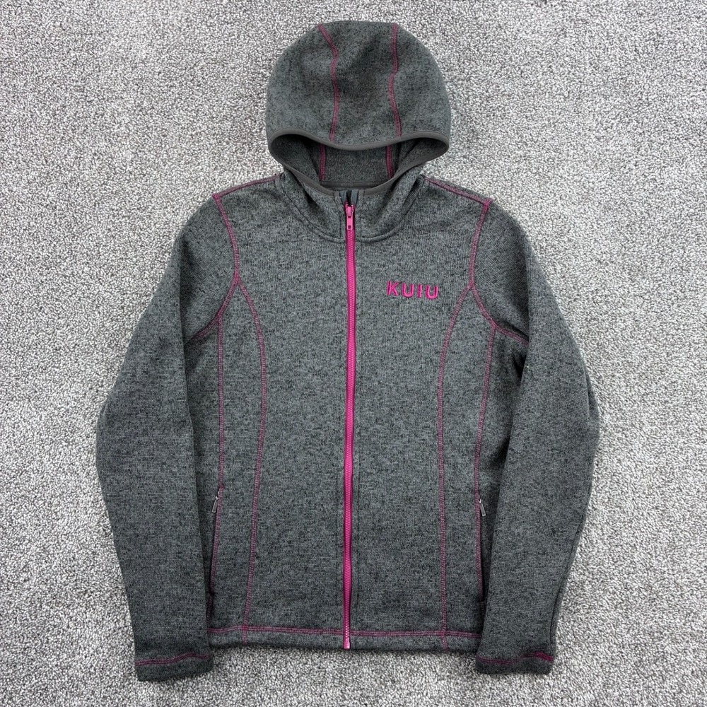 KUIU Base Camp Hooded Sweater Jacket Women' Medium Gray Pink Outdoors 14035